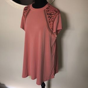 Worn Once! Torrid (2) lace shoulder high neck blouse